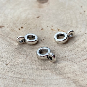 Pendant eyelet, double eyelet, pearl with eyelet for mini pendant, silver-colored