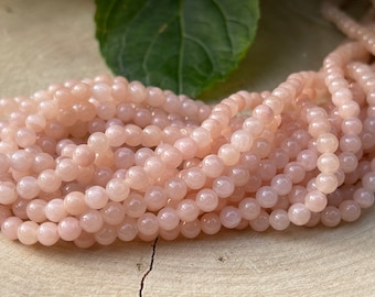 Mashan Jade, jade beads salmon pink 4 mm strand