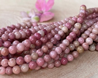 Rhodonite beads pink 4.5 mm strand