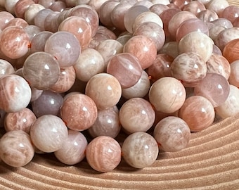 Moonstone beads peach color 8 mm strand