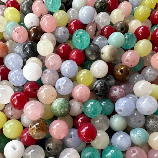 Perlen Mischung, Edelsteinperlen Mix 150 Perlen 6mm
