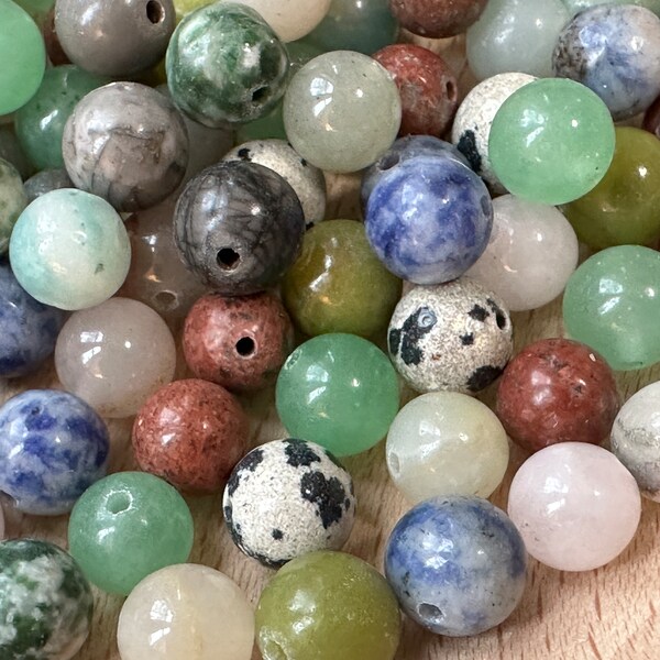 Bead mix, gemstone beads mix 150 beads 8 mm