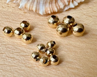 Knot bead, large hole bead made of stainless steel 24/18k gold plated 4/5/6 mm