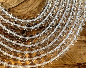 A quality rock crystal beads 6 mm strand