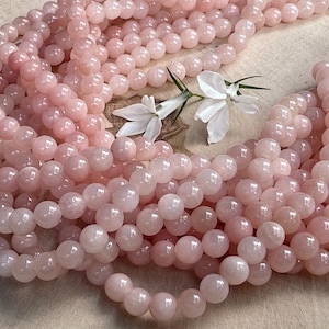 Mashan jade, jade beads powder pink 6 mm strand