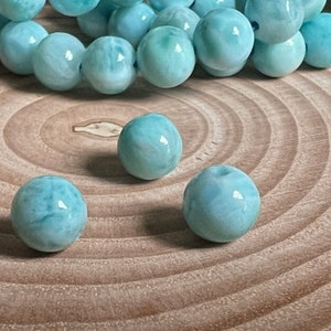 Larimar beads A quality 6 mm 3 pieces
