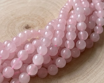 Rose quartz beads 6 mm, strand