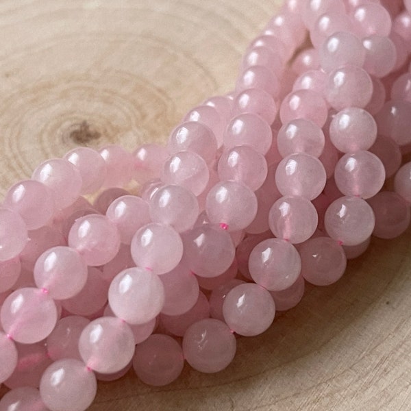 Rose quartz beads 6 mm, strand