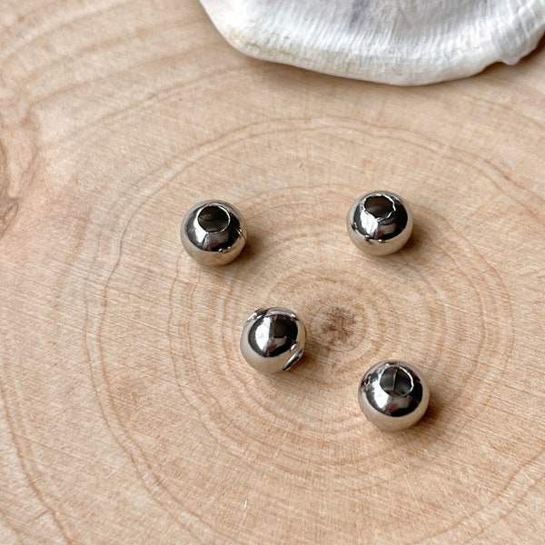 Knot bead, large hole bead made of silver-colored stainless steel