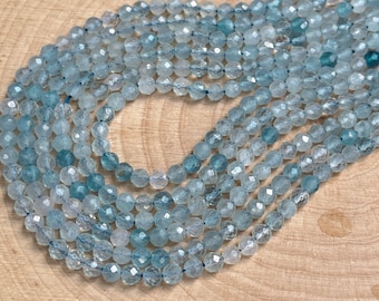 Aquamarine beads faceted 4mm strand