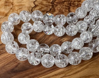Bergkristall Perlen gecrackt 6mm 10 Stück