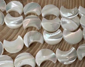 Shell/Mother of Pearl Crescent Beads 8 Pieces