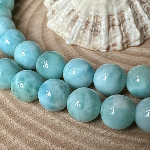 Larimar Perlen A Qualität 8mm einzeln