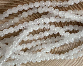 White jade beads 4 mm strand