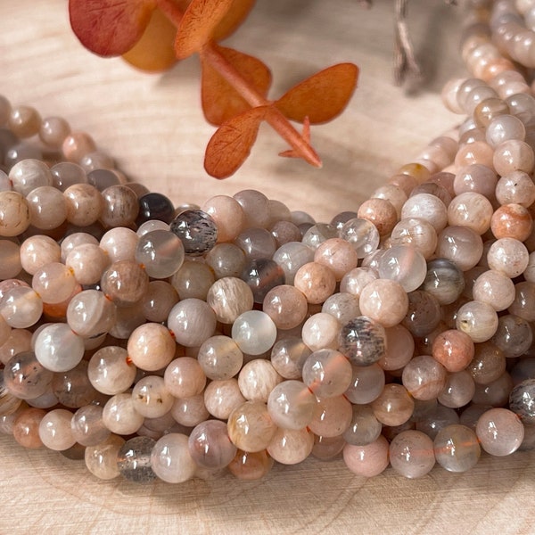 Moonstone beads peach colored 4-4.5 mm strand