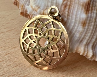 Chakra Sahasrara jewelry pendant stainless steel gold-colored