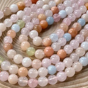 Morganite Beads Mix Pastel Colors 6 mm Strand