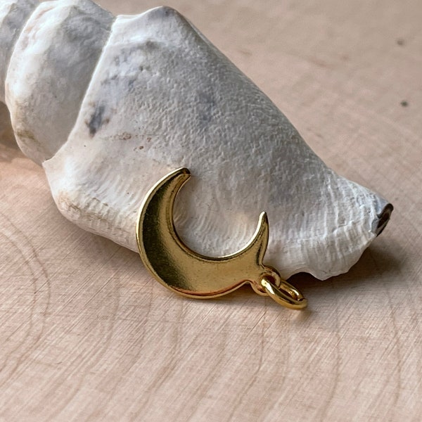 Crescent moon stainless steel gold-colored jewelry pendant