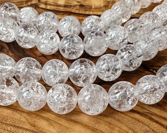 Rock crystal beads cracked 8 mm 10 pieces