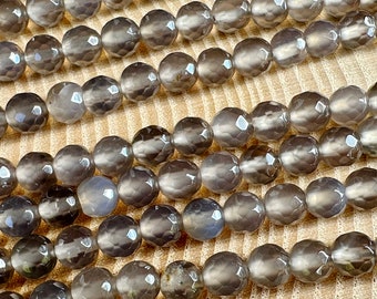 Gray Agate beads faceted 6 mm strand