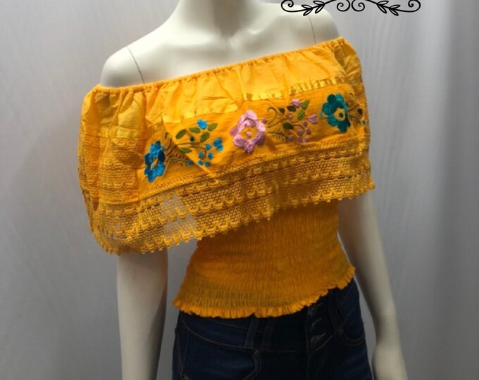 Blusa mexicana modelo campesina olan fuera de los hombros  talla unica la blusa se adapta a (S-M-L ) ideal para una fiesta mexicana ENVÍO GRATIS EN ESTADOS UNIDOS