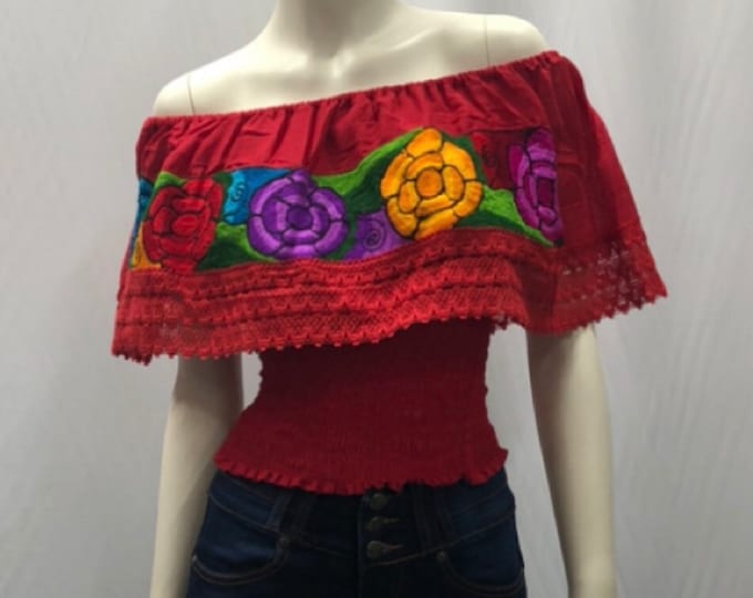 Blusa mexicana modelo campesina off the shoulders , ideal para una fiesta mexicana o cualquier otro evento ENVÍO GRATIS EN ESTADOS UNIDOS
