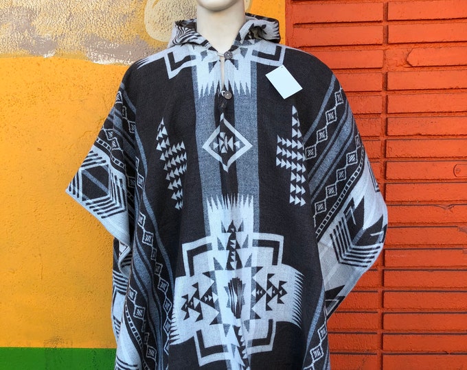 Poncho con capucha, poncho indígena, poncho artesanal, poncho peruano, poncho de lana, poncho de ecuador, navajo, gabán mexicano, Gaban, ENVIO GRATIS EN ESTADOS UNIDOS