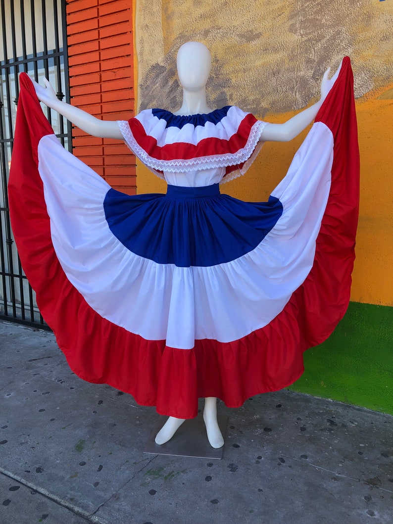 DOMINICAN REPUBLIC DRESS, Puerto Rico dress, Costa Rica dress, Caribbean dress, Boricua dress, chile dress, paraguay dress, Panama dress, image 3