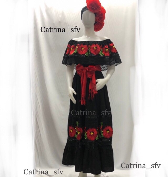 Vestido mexicano catrina vestido mexicano bordado día de - Etsy México
