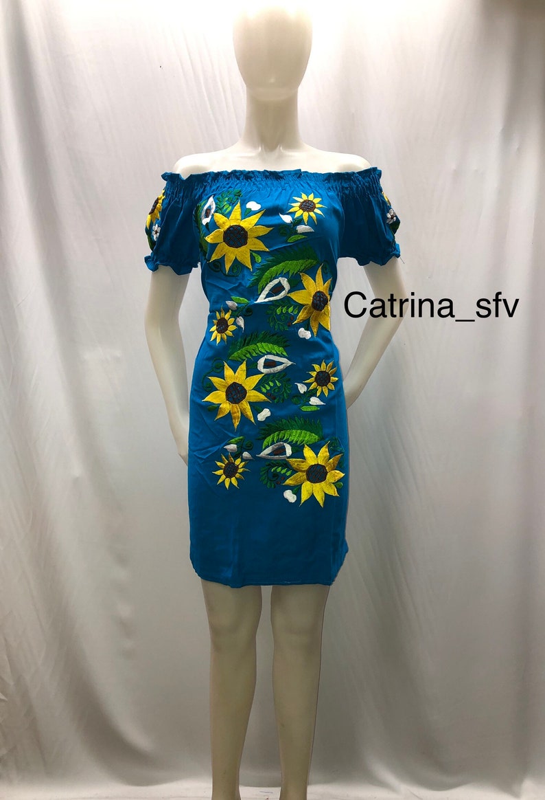 Mexican dress handmade dress sunflower dress off the Etsy