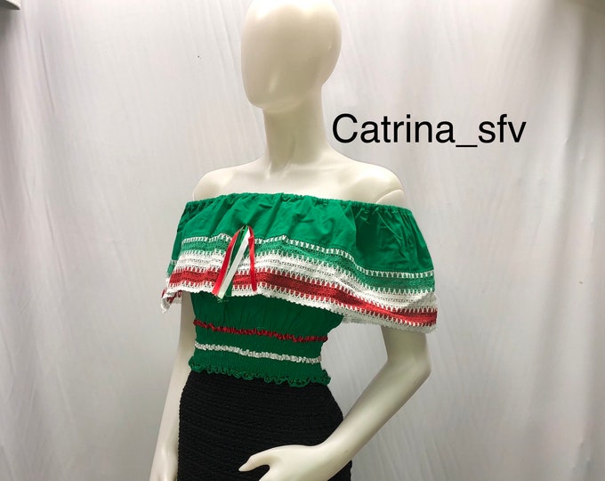 Blusa campesina fuera de los hombros ,blusa mexicana,perfecta para una fiesta mexicana o cualquier otro evento nacional ENVÍO GRATIS EN ESTADOS UNIDOS