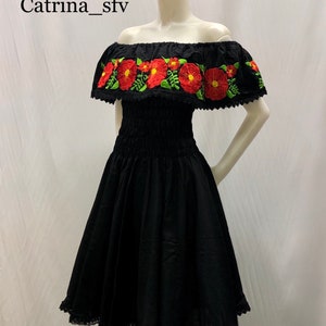 Mexican Dress Peasant Embroidered Dress off the Shoulders - Etsy