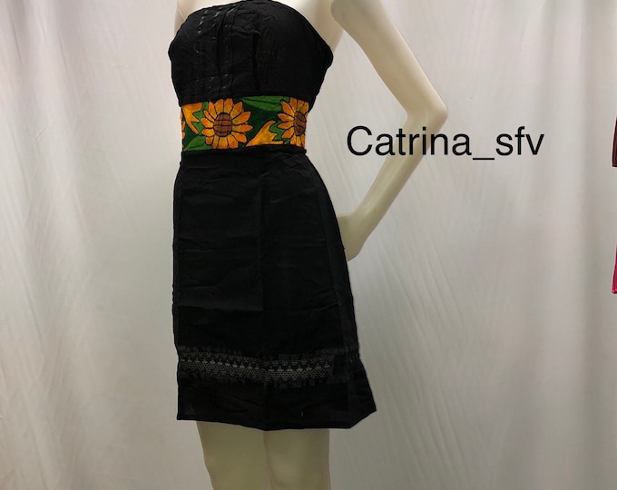 Vestido mexicano sin tirantes girasoles perfecto para la primavera ENVÍO GRATIS EN ESTADOS UNIDOS