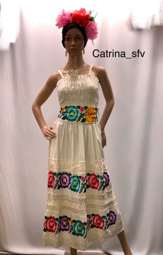 Modern mexican cheap embroidered dress
