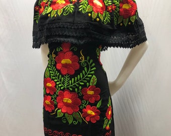 MEXICAN DRESS off the shoulders dress embroidered black dress off the shoulders dress the perfect dress for a Mexican party 5 de mayo