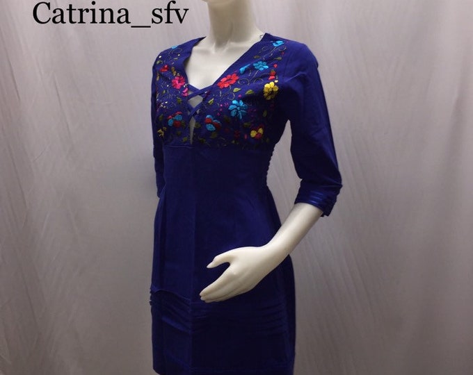 Vestido mexicano, vestido con mamgas, vestido corto, vestido artesanal, vestido bordado, vestido tipico mexican dress, ENVIO GRATIS EN LOS  ESTADOS UNIDOS
