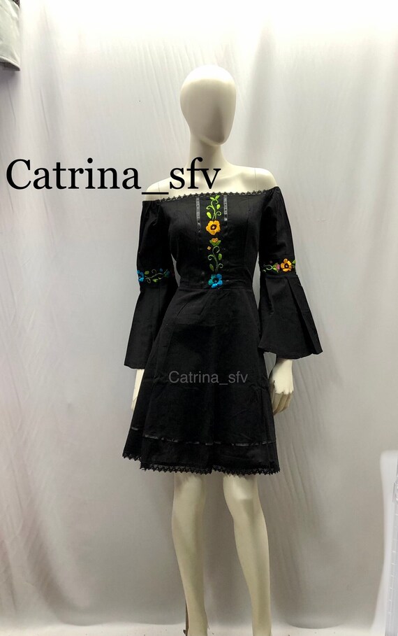Mexican Dress, Embroidered Black Dress, off the Shoulders Dress, off the Shoulders  Dress, Artisan Dress, Typical Dress, May 5 - Etsy