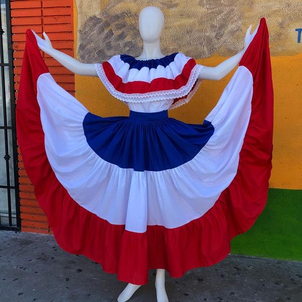 DOMINICAN REPUBLIC DRESS, Puerto Rico dress, Costa Rica dress, Caribbean dress, Boricua dress, chile dress, paraguay dress, Panama dress,