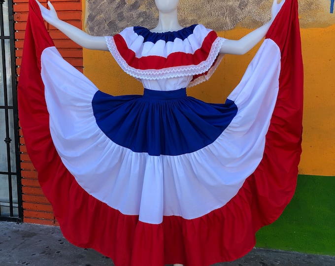 DOMINICAN REPUBLIC DRESS, Puerto Rico dress, Costa Rica dress, Caribbean dress, Boricua dress, chile dress, paraguay dress, Panama dress,