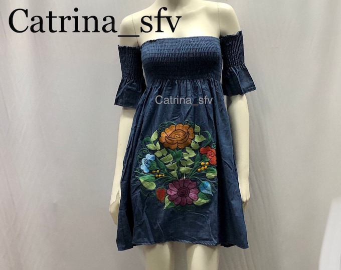 Vestido mexicano, vestido negro bordado, off the shoulders dress, vestido fuera de los hombros, vestido artesanal, vestido típico, 5 de mayo, ENVIO GRATIS EN ESTADOS UNIDOS
