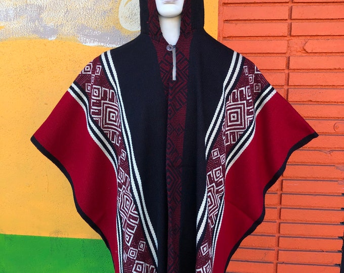 Poncho con capucha, poncho indígena, poncho artesanal, poncho peruano, poncho de lana, poncho de ecuador, navajo, gabán mexicano, gabán , ENVIO GRATIS EN ESTADOS UNIDOS