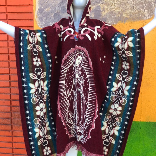 Poncho of the Virgin of Guadalupe, Mexican poncho, Peruvian poncho, native poncho, Ecuadorian poncho, overcoat of the Virgin of Guadalupe,