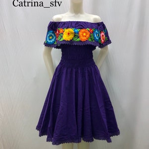 Mexican dress, peasant dress, embroidered dress, off the shoulders, dress off the shoulders, handmade dress, typical dress, May 5