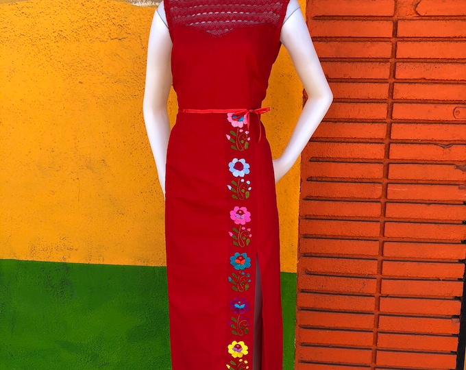 Mexican dress, catrina dress, vestido bordado, fiesta mexicana, cinco de mayo, vestido artesanal, day of the dead dress, vestido rojo