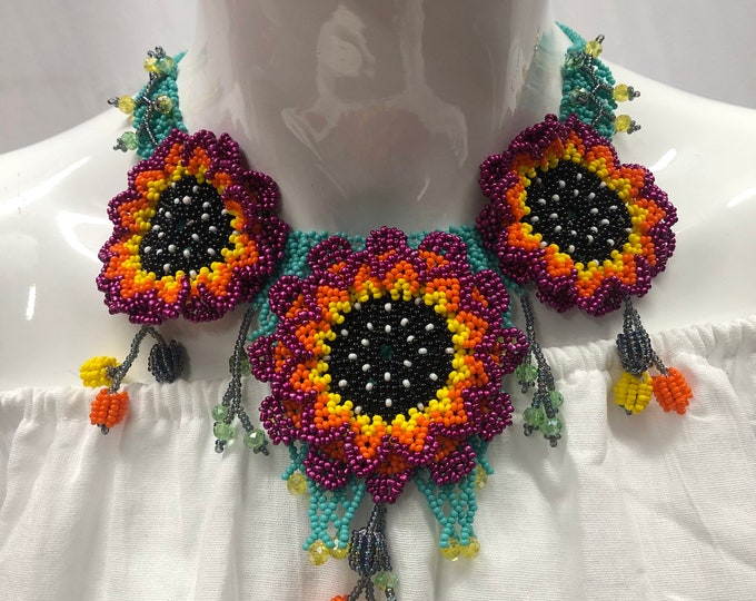 Collar y aretes de chaquira, ENVIO GRATIS EN ESTADOS UNIDOS