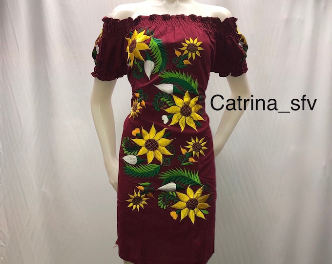 Vestido mexicano girasoles ideal para una fiesta mexicana o cualquier otro evento ENVÍO GRATIS EN ESTADOS UNIDOS
