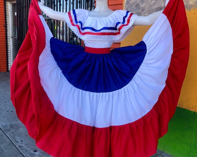 DOMINICAN REPUBLIC DRESS, Puerto Rico dress, Costa Rica dress, Caribbean dress, Boricua dress, chile dress, paraguay dress, Panama dress,