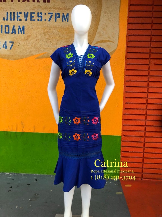 Vestido mexicano azul rey clearance