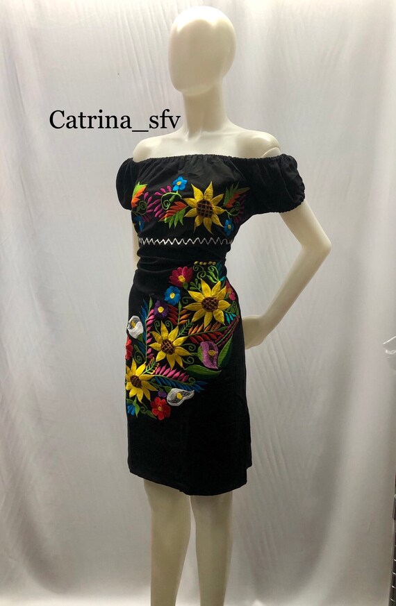 Mexican embroidered bodycon dress hotsell