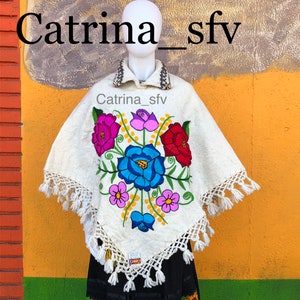Embroidered Mexican Mañanita, Mexican Poncho, Mexican Gaban, Artisanal Mañanita, Mexican Sarape, Embroidered Gaban, Embroidered Mananite, May 5